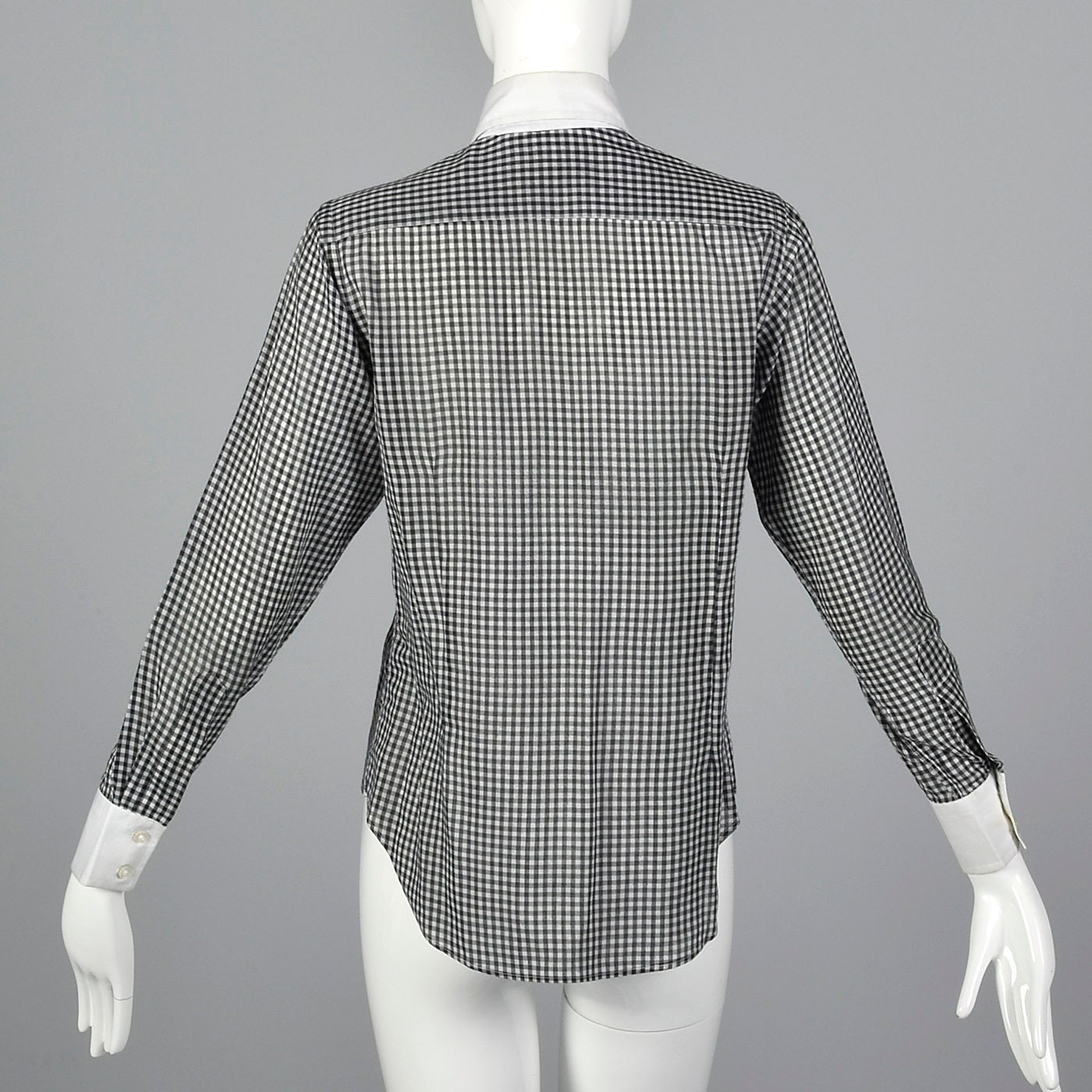 Small Black and White Gingham Blouse Vintage 70s Top Long - Etsy