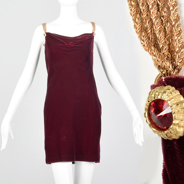 Small Anne Klein Late 1970s / Early 1980s Velvet Dress Burgundy Velvet Party Dress Vintage Velvet Cocktail Dress