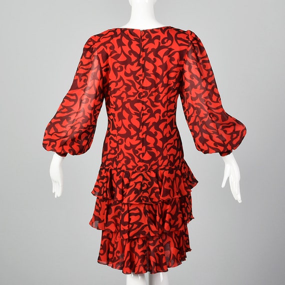 Small Michael Novarese Red and Black Silk Dress A… - image 4