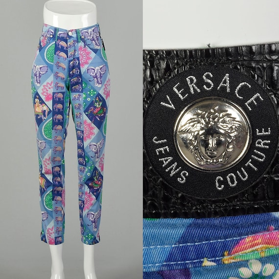 Small 1990s Versace Pants Couture Purple Elephant 