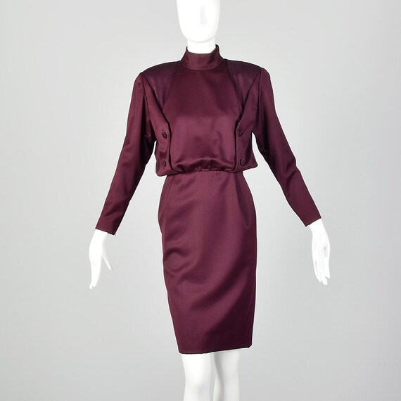 Medium Galanos Purple Dress 1980s Pencil Skirt Mo… - image 5