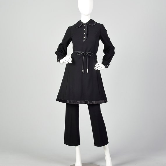 XS Gino Charles Black Two Piece Set 1970s Designe… - image 1