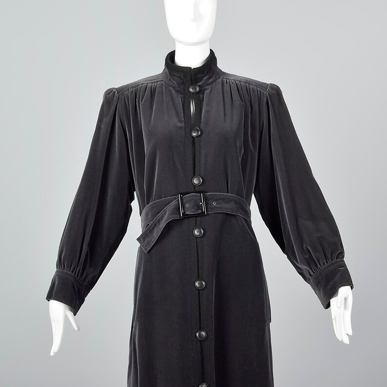 1976 Yves Saint Laurent Rive Gauche Russian Collection Blue Wool Dress