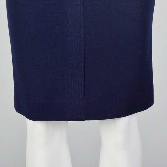 XS 1980s Chanel Navy Blue Knit Pencil Skirt Class… - image 5