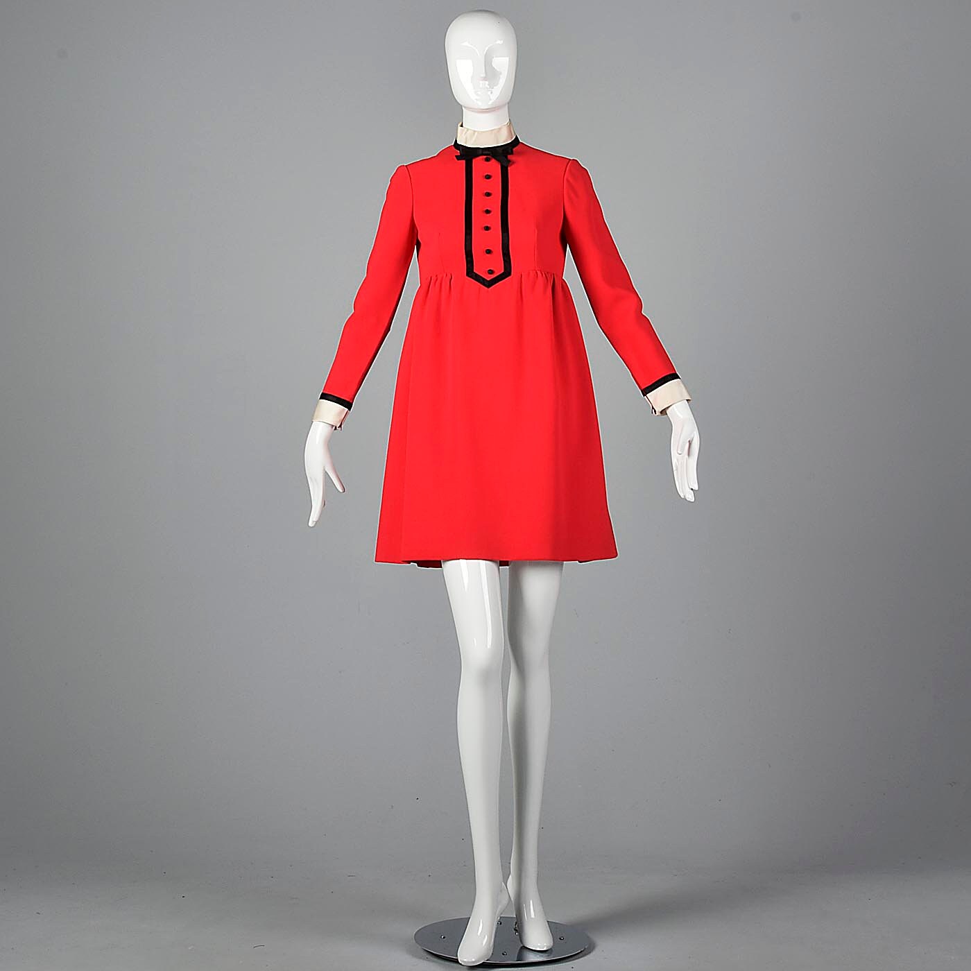 Small 1960s Geoffrey Beene Short Dress Long Sleeves Red Wool Mini Dress ...