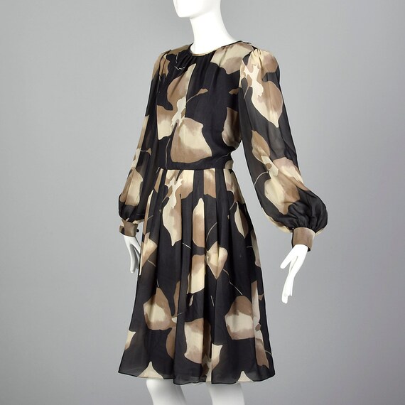 Medium Michael Novarese Abstract Tan Print Dress … - image 3