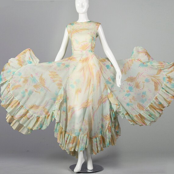 Medium Ferdinando Sarmi Gown 1970s Watercolor Pri… - image 2