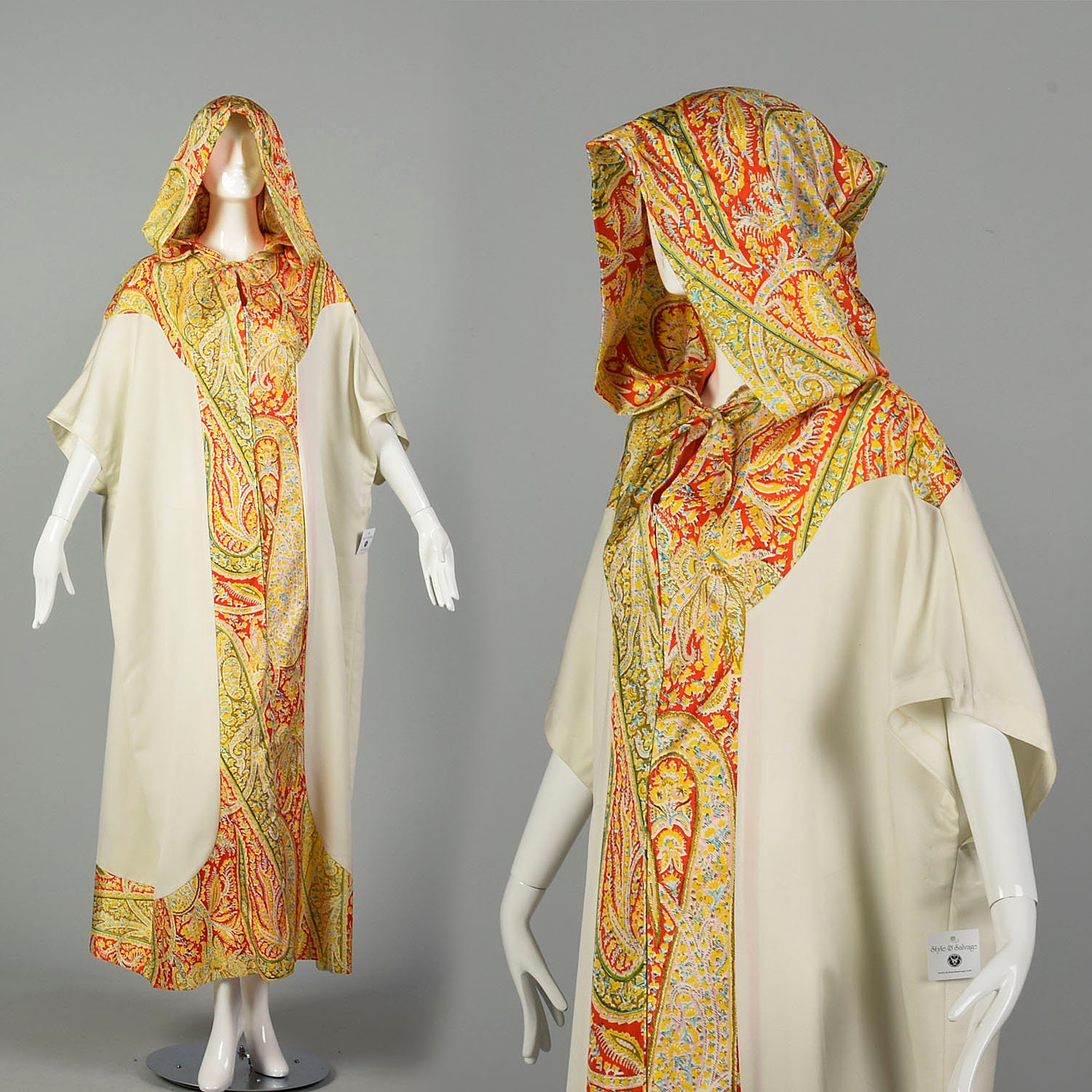 1970s Hooded Bohemian Kaftan Loose Maxi Dress Casual Flowy - Etsy