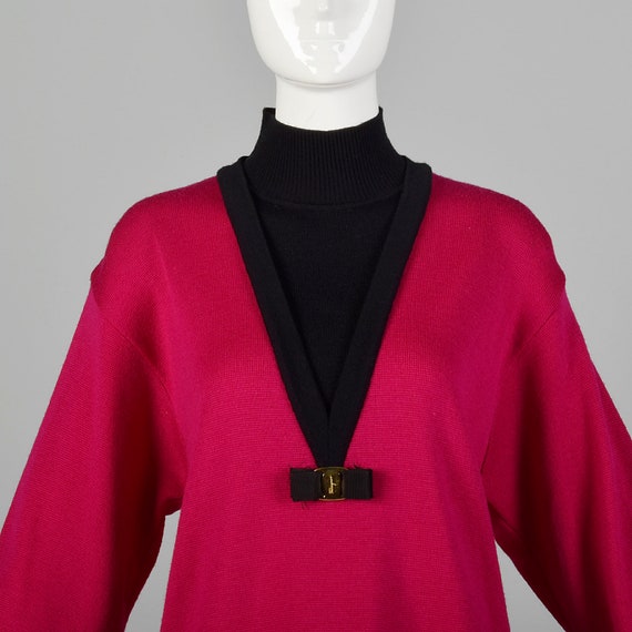 XL Ferragamo Pink Sweater 1990s Designer Turtlene… - image 5