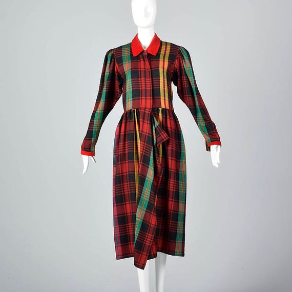 Kenzo Tartan Plaid Wool Dress Avant Garde Grunge … - image 2