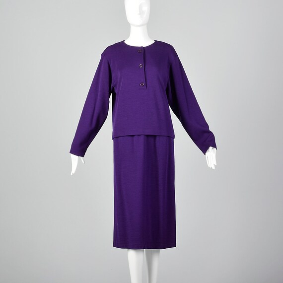 Small Oscar de la Renta Two Piece Set Purple Knit… - image 2