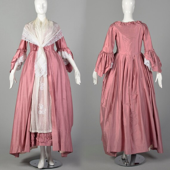 XS Reproduction 1780s Robe A L anglais Dress Box Pleat Ruffle Petticoat Embroidered 5pc Repro Gown Etsy Israel