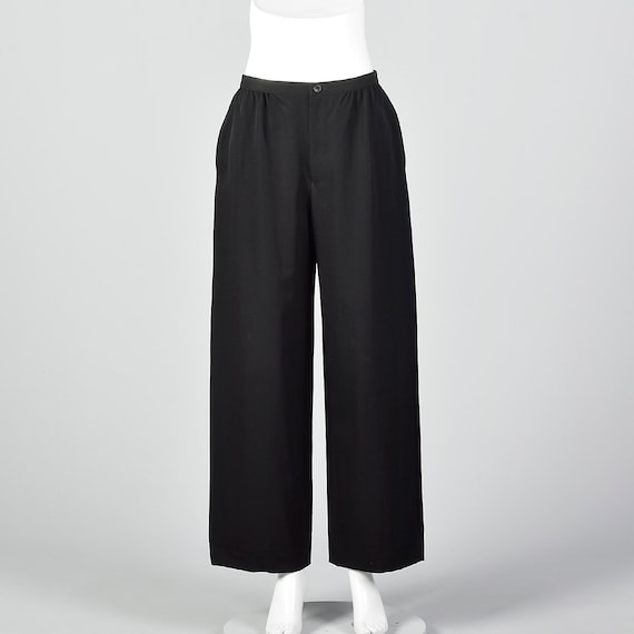 Large Issey Miyake 1990s Wide Leg Pants Black Pan… - image 1