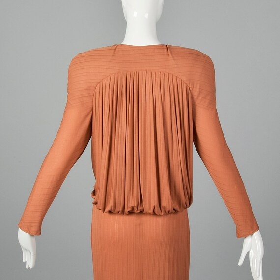 Small Draped Silk Dress Jersey Knit Long Sleeve E… - image 7