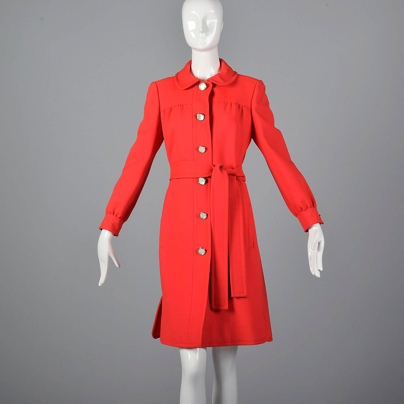 Medium 1960s Dress Red Coat Dress Long Sleeve Shift Style | Etsy