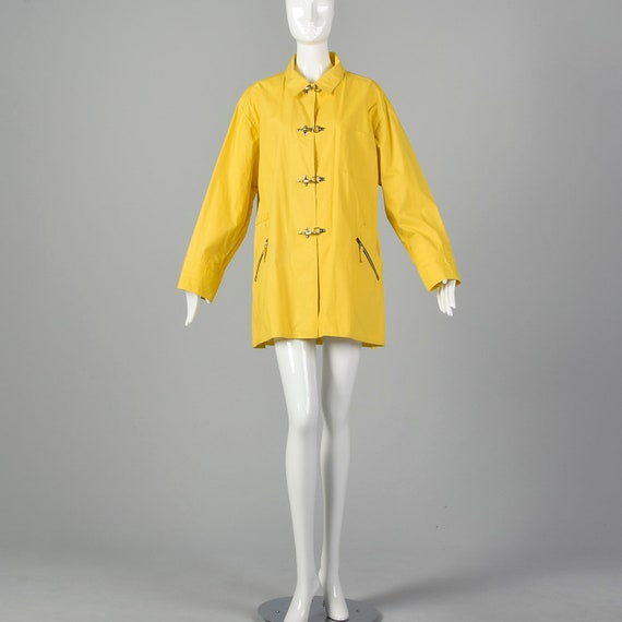 XL Emanuel Ungaro 1990s Rain Coat Vintage Yellow … - image 4