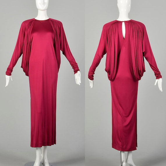 Small 1980s Missoni Formal Silk Jersey Gown Fuchs… - image 1