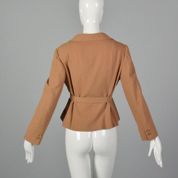 Small 1970s Camel Crepe Jacket with Belt Saks Fif… - image 5