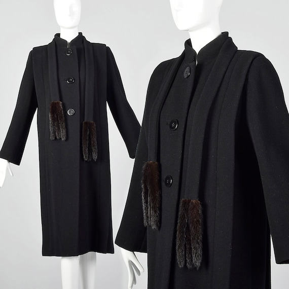 Small 1980s Pauline Trigere Coat Black Wool Winte… - image 1