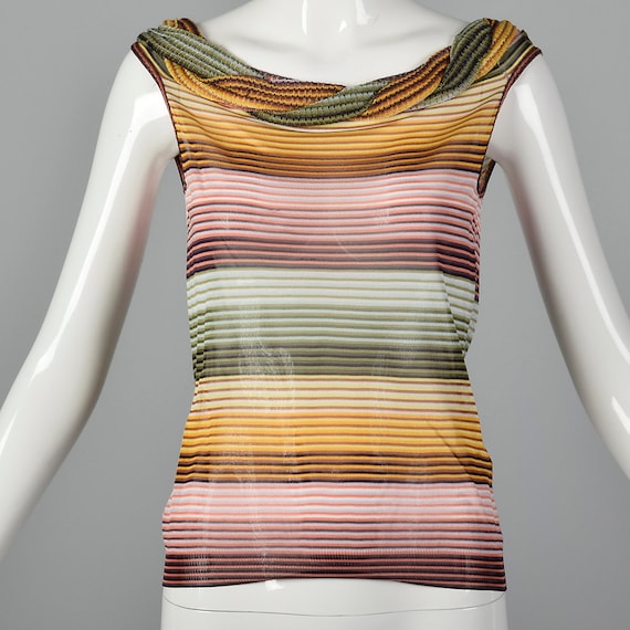XS Missoni Knit Stripe Top Lightweight Sheer Multi
