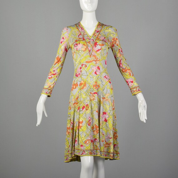 XXS 1960s Emilio Pucci Dress Signature Print Long… - image 1