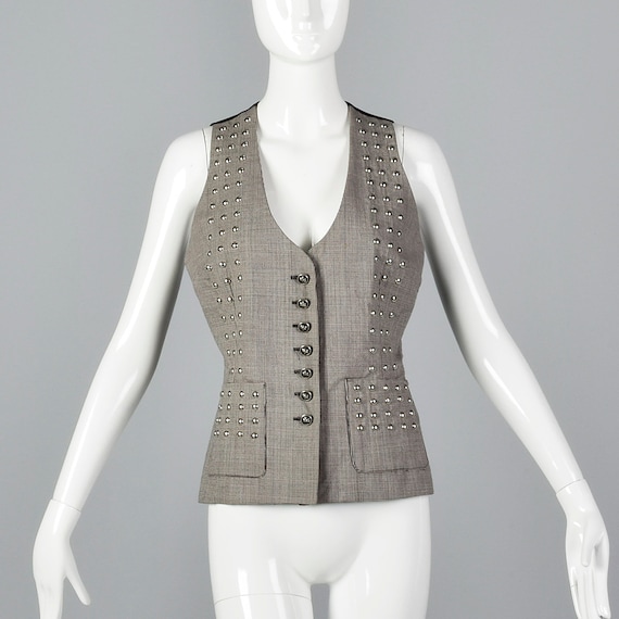 Small 1990s Todd Oldham Seven 7 Studded Vest Wool