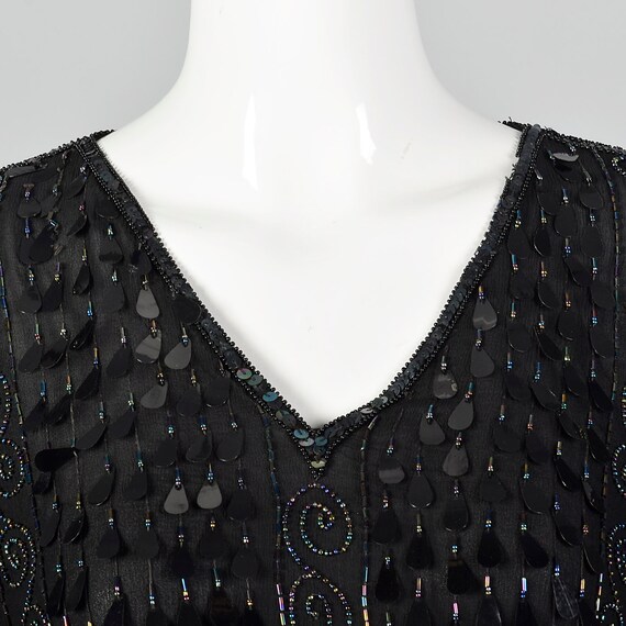 XS Frank Usher Beaded Silk Dress Teardrop Paillet… - image 6