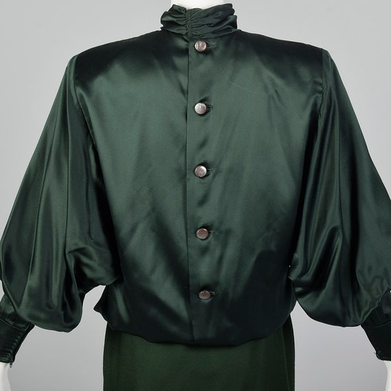 Small Galanos 1980s Green Blouse and Skirt Set Ba… - image 8