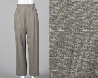 Medium 1990s Hermes Wool Pants Lightweight Wool Pants Gray Ivory Pin Stripes Elegant Separates Classic Style 90s Vintage