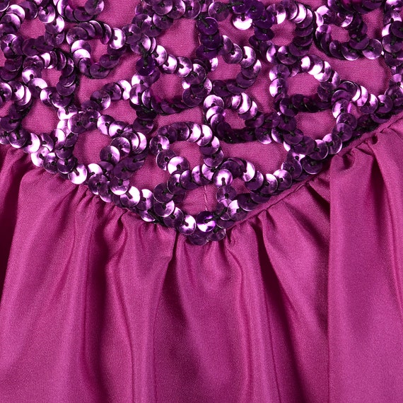 Small 1980s Fuchsia Dress Sequined Bodice Taffeta… - image 7