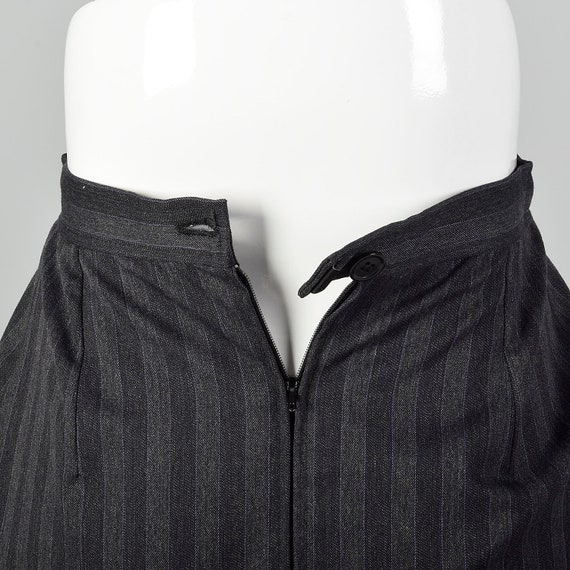 XXS Gucci 1970s Grey Skirt Pinstriped  Pencil Poc… - image 7