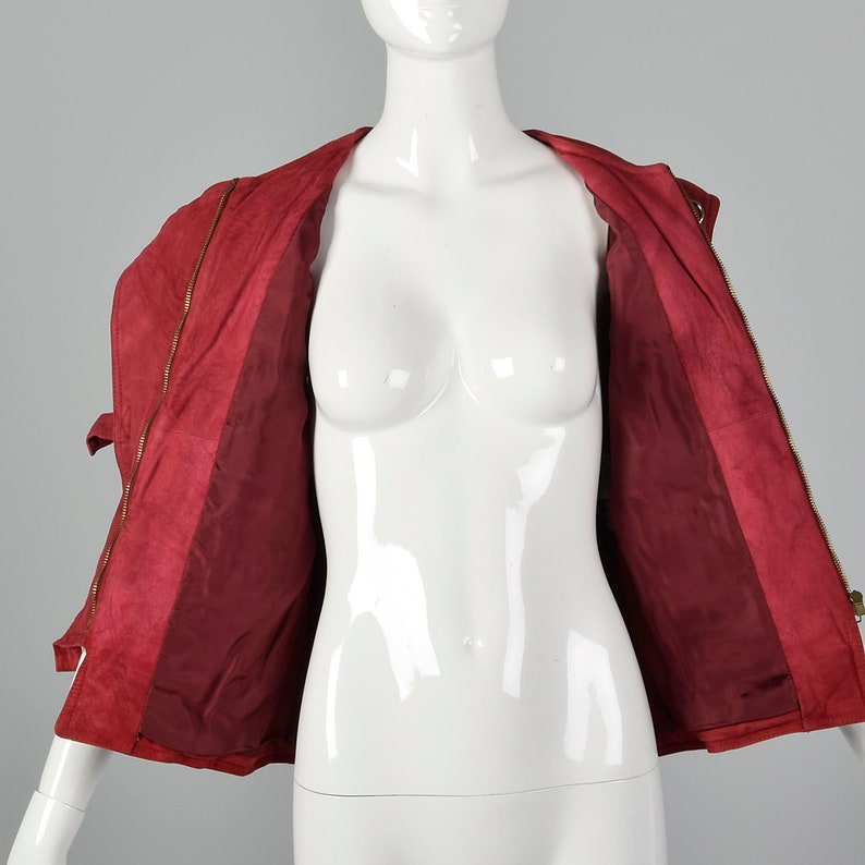 Medium 1980s Red Suede Vest Vintage Asymmetrical Vest Italian Leather 80s Vest Red Leather Claudio La Viola image 5
