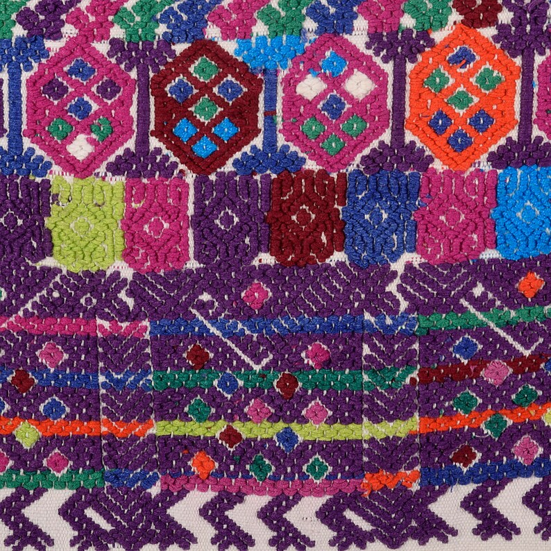 1950s Bohemian Hand Loomed Cotton Huipil Poncho Etsy