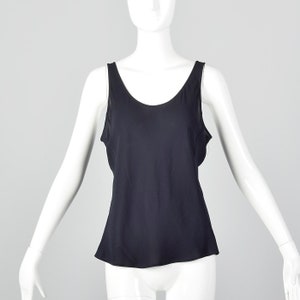 Large Giorgio Armani Sheer Silk Tank Top Lightweight Navy Sleeveless Vintage 1990s Shell Shirt image 2