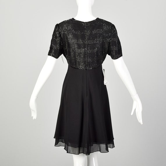 Medium 1990s Little Black Dress Short Sleeve Bead… - image 2