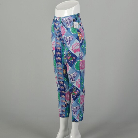 Small 1990s Versace Pants Couture Purple Elephant… - image 3