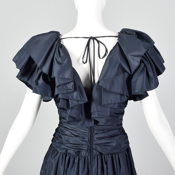 XS Morton Myles Ruched Party Dress Ruffles Navy P… - image 7