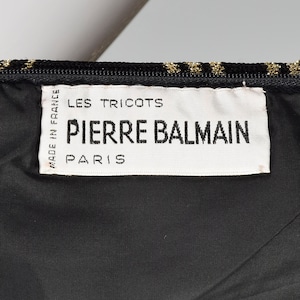1970s Pierre Balmain Formal Black Maxi Dress With Geometric Gold Lurex ...