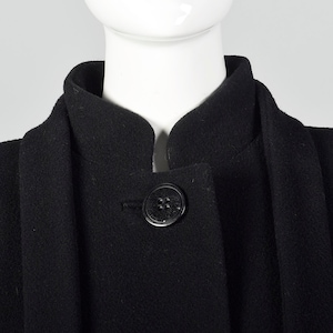 Small 1980s Pauline Trigere Coat Black Wool Winter Outerwear Removable Mink Tail Scarf image 7