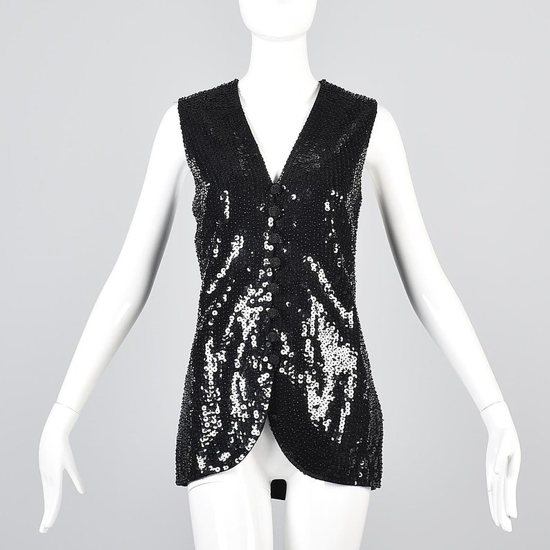 Medium 1970s Sequined Vest 70s Sequin Vest Disco Cocktail - Etsy