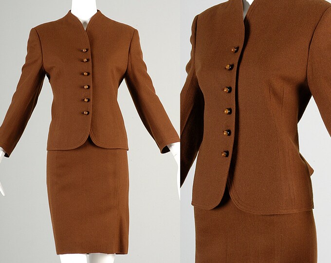 Small 1960s Brown Skirt Suit Cashmere Skirt Suit Matching Set Etsy