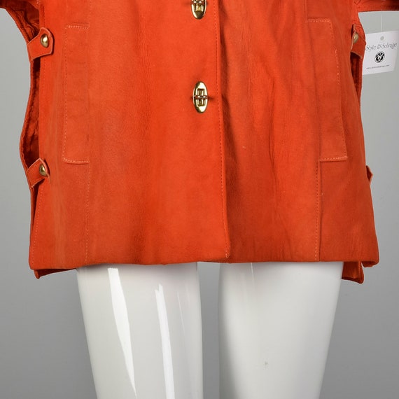 1960s Mod Orange Suede Leather Cape Toggle Closur… - image 6