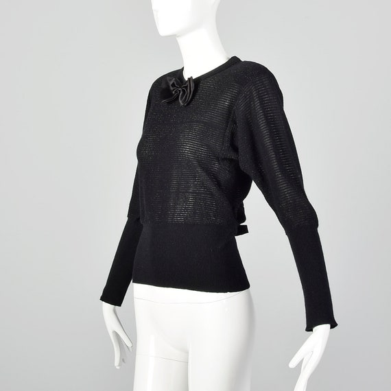 XXS Sonia Rykiel 1980s  Black Lurex Stripe Sweater - image 2