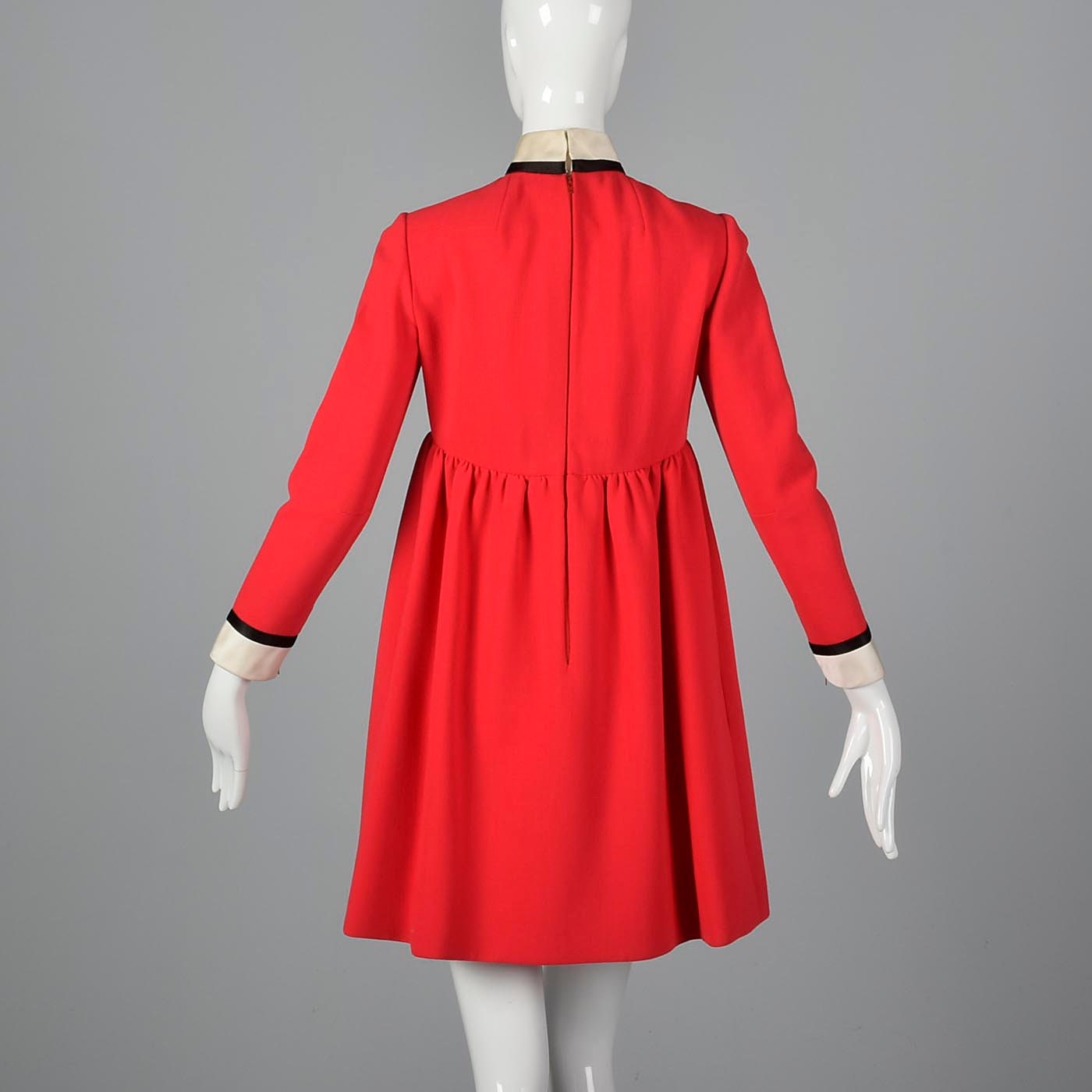 Small 1960s Geoffrey Beene Short Dress Long Sleeves Red Wool Mini Dress ...