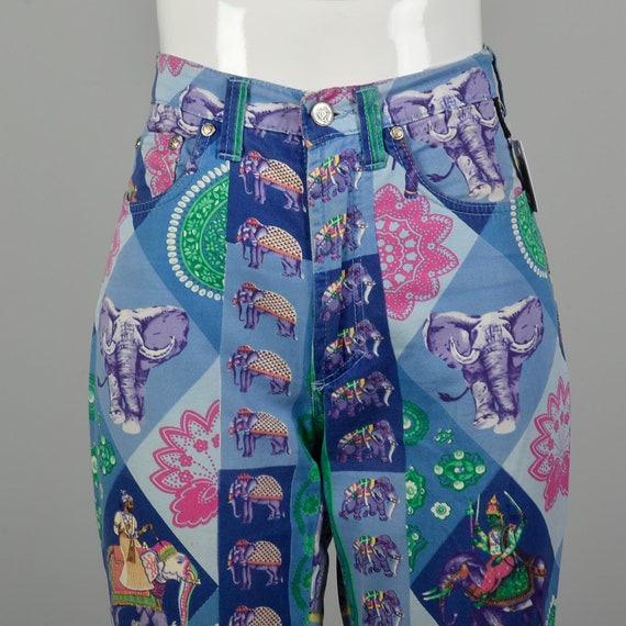 Small 1990s Versace Pants Couture Purple Elephant… - image 6