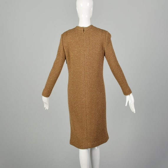 Medium Sweater Dress 1970s Metallic Gold Cozy Rib… - image 2