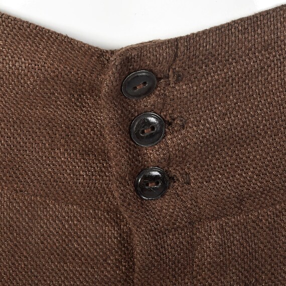 Medium 1990s Brown Linen Skirt Button Front Casua… - image 7