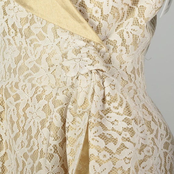 Small 1990s Pilar Rossi Lace Dress Metallic Gold … - image 7