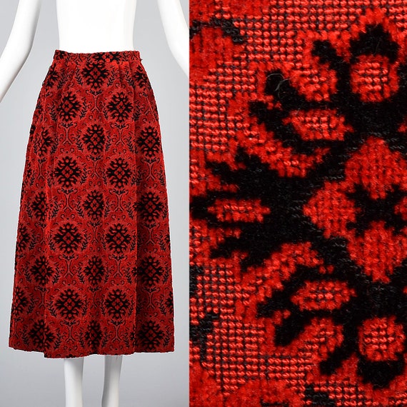 XS 1970s Tapestry Skirt 70s Maxi Skirt Boho Hippie