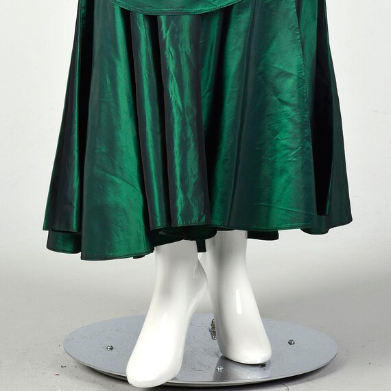 Small 1980s Dress Formal Mermaid Green Taffeta St… - image 9